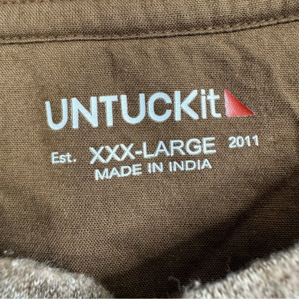 Untuckit Urey Brown 3 Button Henley Shirt‎ Size Xxxlarge